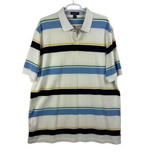 Men's Lands End Striped Polo Multi-color Short Sleeve Cotton‎ Casual Shirt sz XL